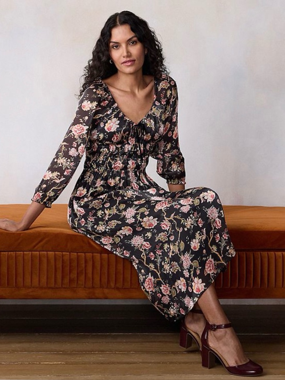NWT Women’s LC Lauren Conrad Shirred Bodice Midi Dress Size XXL